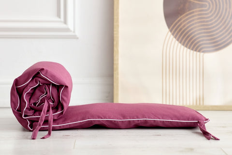 Bettumrandung Nestchen Leinen magenta dunkel