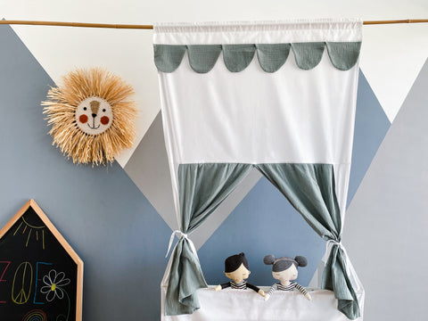 Puppentheater Kasperletheater Musselin mint inkl. Teleskopstange