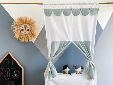 Puppentheater Kasperletheater Musselin mint Pusteblumen inkl. Teleskopstange