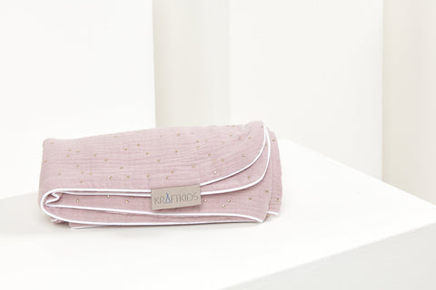 Babydecke Musselin Goldene Punkte Rosa – Lifestyle