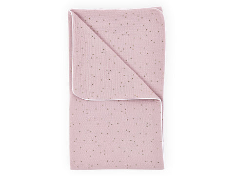 Babydecke Musselin Goldene Punkte Rosa – Detail