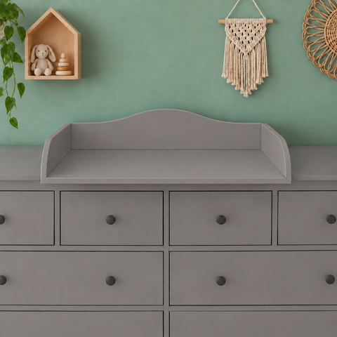 Wickelaufsatz für HEMNES-Kommode mit 8 Schubladen – grau, mit Blende – Wickelfläche 78 × 78 cm