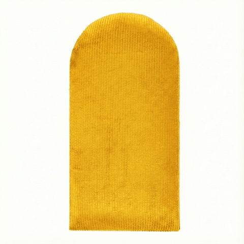 Das KraftKids Wandpaneel abgerundet Cord Breitcord ist ein goldgelbes, rechteckiges Wandpaneel mit abgerundeter Oberseite und weicher, samtiger Cordstruktur, das vor einem schlichten weißen Hintergrund für den idealen, gemütlichen Look sorgt.