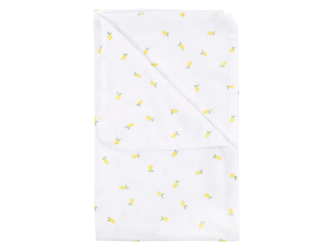 Babydecke Musselin Gelbe Zitronen Detail