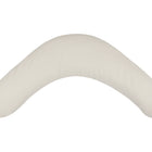 Ein braunes, ergonomisches KraftKids qualitäts Stillkissen aus Leinen Natur mit glatter Oberfläche ist auf einem schlichten weißen Hintergrund abgebildet.